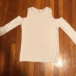3/$30- White Sweatshirt with Cut Shoulders